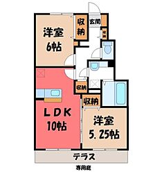ロイヤルヒルズ 2LDKの間取図画像