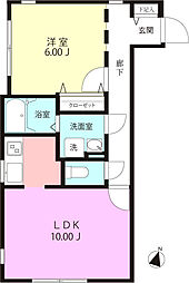 MODULOR用賀 1LDKの間取図画像