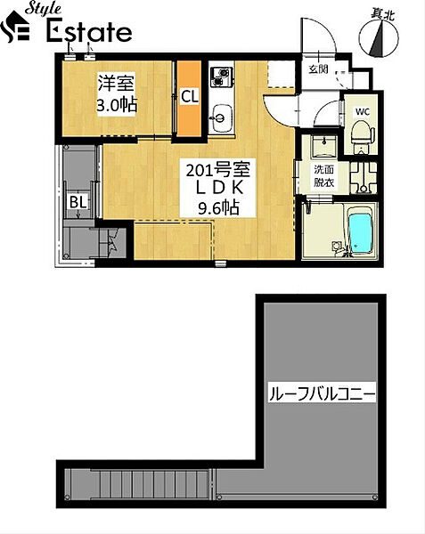 Grandtic Room’s白金 ｜愛知県名古屋市昭和区福江３丁目(賃貸アパート1LDK・2階・30.01㎡)の写真 その2