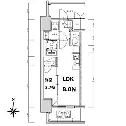 S-RESIDENCE亀島駅前ascent 5階1LDKの間取り