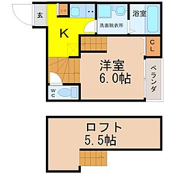ハーモニーテラス十番IV 1階1Kの間取り