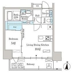 パークアクシス名古屋山王一丁目 13階1LDKの間取り