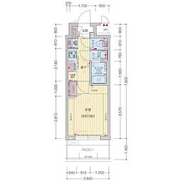 プレサンス太閤通駅前デュプル 8階1Kの間取り