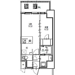 S-RESIDENCE金山epure 9階1LDKの間取り