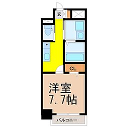 ブルームライフ八田駅前 8階1Kの間取り