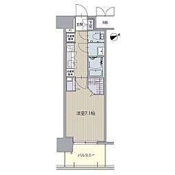 パルティール八田 5階1Kの間取り