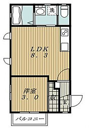 PrimeIV 2階1LDKの間取り