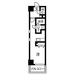 リナージュ佐古前 5階ワンルームの間取り