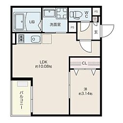 Jack biwajimaIII 2階1LDKの間取り