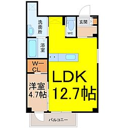 ミルノア尾頭橋 3階1LDKの間取り