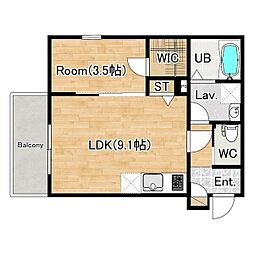 ジーメゾン清須アルカウス 2階1LDKの間取り