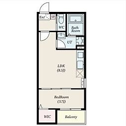 Revive黄金 2階1LDKの間取り