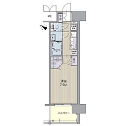 パルティール笠寺 2階1Kの間取り