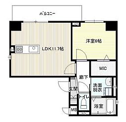 ラトレ白鳥 3階1LDKの間取り