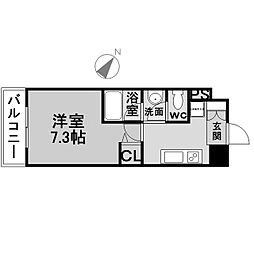 名古屋市営東山線 本陣駅 徒歩2分の賃貸マンション 4階1Kの間取り