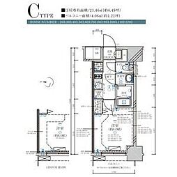 ディアレイシャス名古屋大須通 1Kの間取図画像