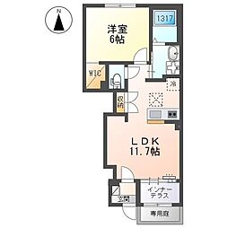 プライムローズ 1LDKの間取図画像