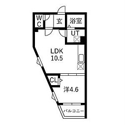グランフォーレ中村日赤 1LDKの間取図画像