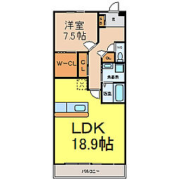 ソーラスフロント富船北棟 1LDKの間取図画像