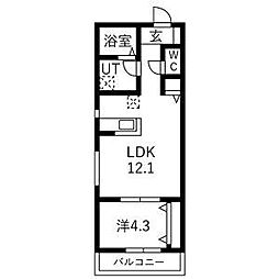 リトリート氷室 1LDKの間取図画像