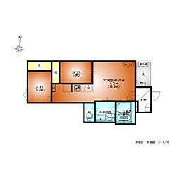 REGALEST伝馬町南 2LDKの間取図画像