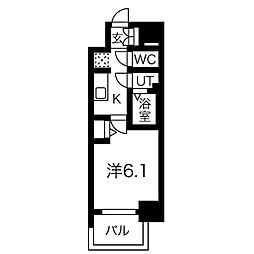 名古屋市営東山線 池下駅 徒歩5分の賃貸マンション 12階1Kの間取り