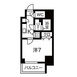 名古屋市営鶴舞線 鶴舞駅 徒歩5分の賃貸マンション 11階1Kの間取り