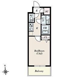 S-RESIDENCE尾頭橋beaute 5階1Kの間取り