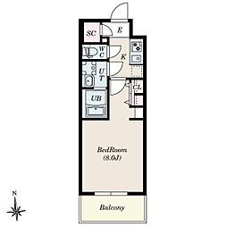 S-RESIDENCE尾頭橋beaute 9階1Kの間取り