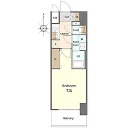 S-RESIDENCE亀島駅前ascent 13階1Kの間取り