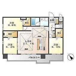 FRENCIA NOIE名駅 10階3LDKの間取り