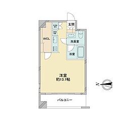 エルブ浄心 7階ワンルームの間取り
