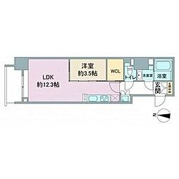 スリーアイランドタワー久屋大通 8階1LDKの間取り