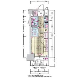 プレサンス上前津ディアシス 4階1Kの間取り