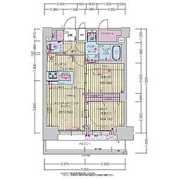 プレサンス上前津ディアシス 9階2LDKの間取り