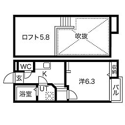 Creo日比野 1階1SKの間取り