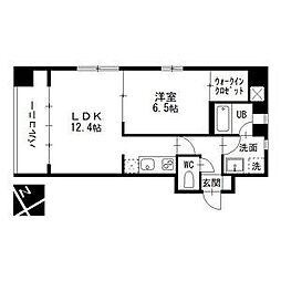 名古屋市営東山線 新栄町駅 徒歩6分の賃貸マンション 6階1LDKの間取り
