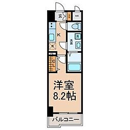 axis sakura 5階1Kの間取り