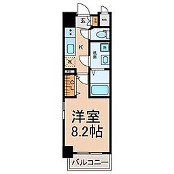 axis sakura 5階1Kの間取り