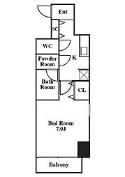IARIM吹上 3階1Kの間取り