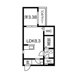 Taste八田 1階1LDKの間取り