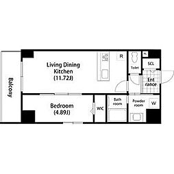 GRAN DUKE栄elima 3階1LDKの間取り