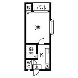 TYK名駅南 2階1SKの間取り