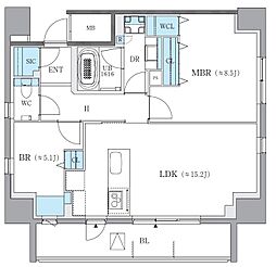 ザ・レジデンスパーク栄 1501 15階2LDKの間取り