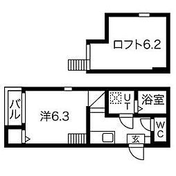 プランドール六番町 1階1SKの間取り