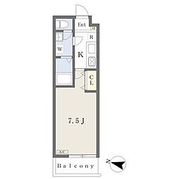 ルシエル吹上 1Kの間取図画像