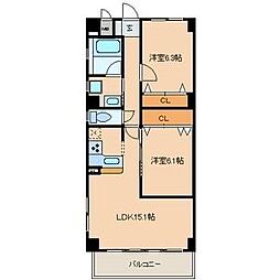 グローリア 2LDKの間取図画像