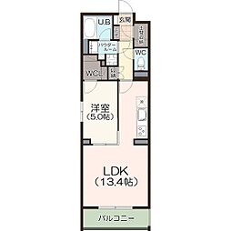 名古屋市西区枇杷島2丁目マンション 1LDKの間取図画像