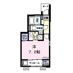 サンエルフ4 1Kの間取図画像