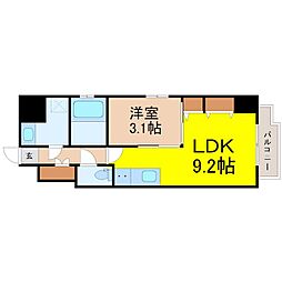 ラクラーレ上前津 1LDKの間取図画像
